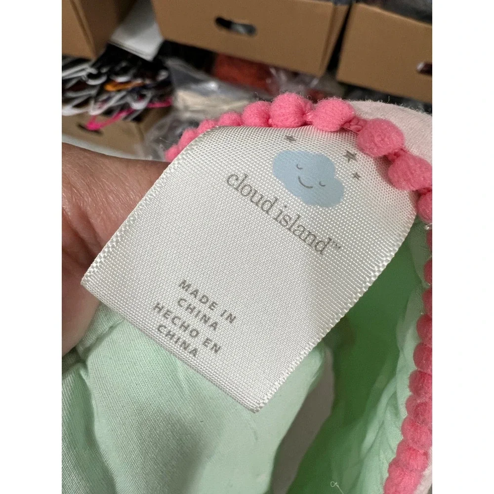 Cloud Island Floral Applique Baby Quilt Pink‎ Mint Green Nursery Blanket 32x40